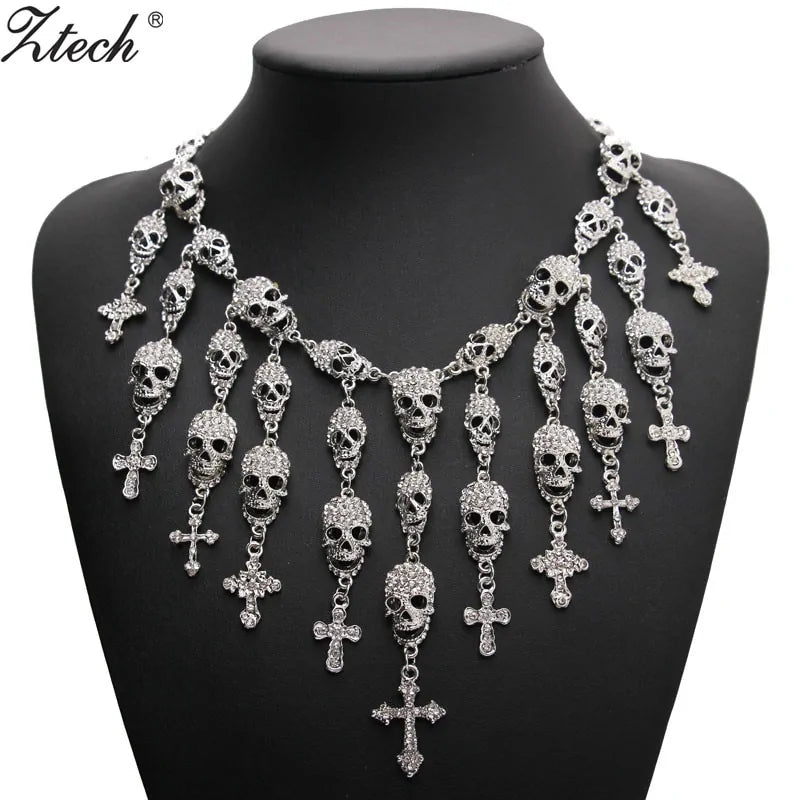 Fashion Skeleton Department Skull Cross Crystal Jewelry