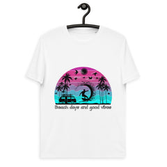 Rock a blast from the past with this groovy retro surf shirt. It features a rad silhouette of a palm tree with an orange sun. Made from a comfy cotton blend, this shirt is perfect for catching waves or hanging out beachside