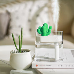 Ultrasonic Air Humidifier Clear Cactus Color Light USB Essential Oil Diffuser Car Purifier Aroma Diffusor Anion Mist Maker