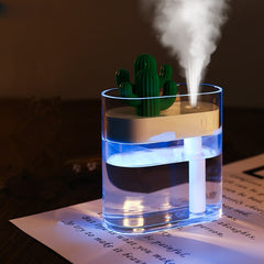 Ultrasonic Air Humidifier Clear Cactus Color Light USB Essential Oil Diffuser Car Purifier Aroma Diffusor Anion Mist Maker