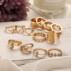 Medallion Ring Set 13 Piece With Austrian Crystals 18K Gold Plated Ring ITALY Design